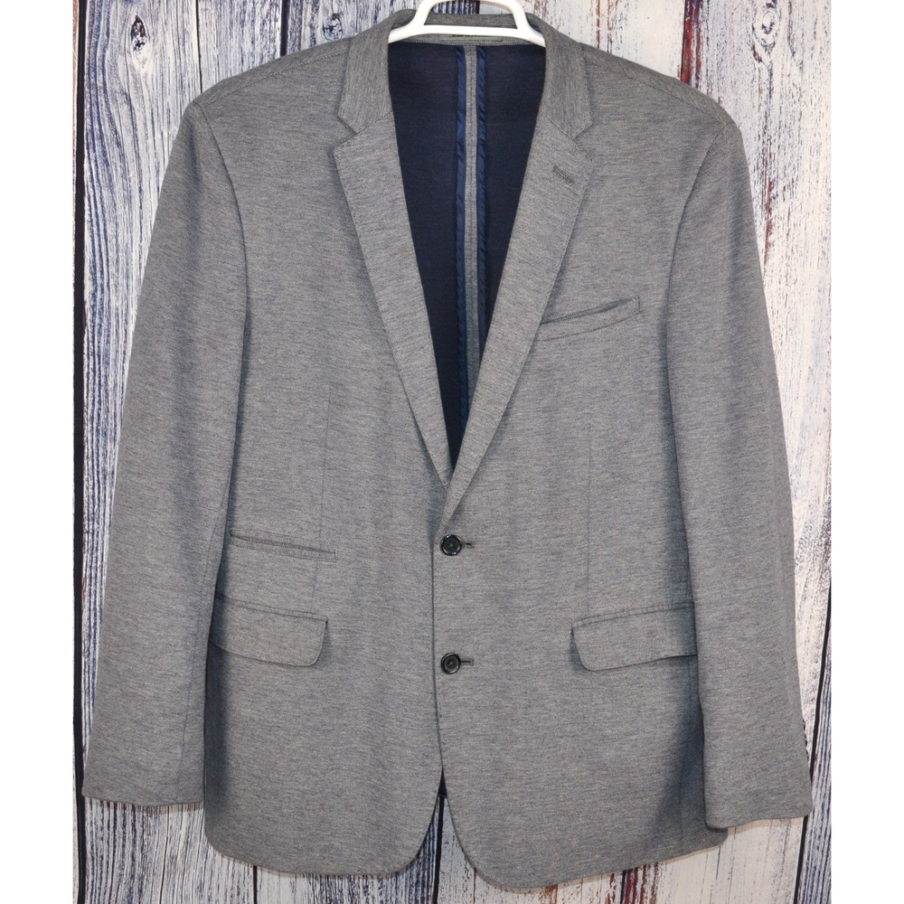 Travelsmith 44R Gray 2 Button Sport Coat Blazer Jacket Shell 100% Cotton